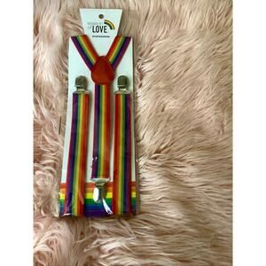 🌈🌈Unisex Vertical Rainbow Stripes Y-Back Suspenders from 24"-42" Adjustment
